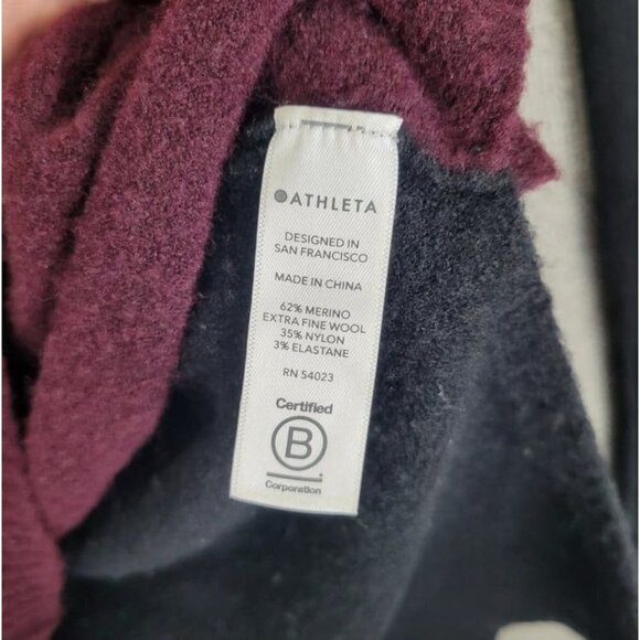 ATHLETA Size M Red Knit Oversize Transit Merino Wool Blend Turtleneck Sweater - Picture 5 of 10